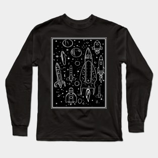 Rockets and Spaceships : Abstract Whimsical Print Long Sleeve T-Shirt